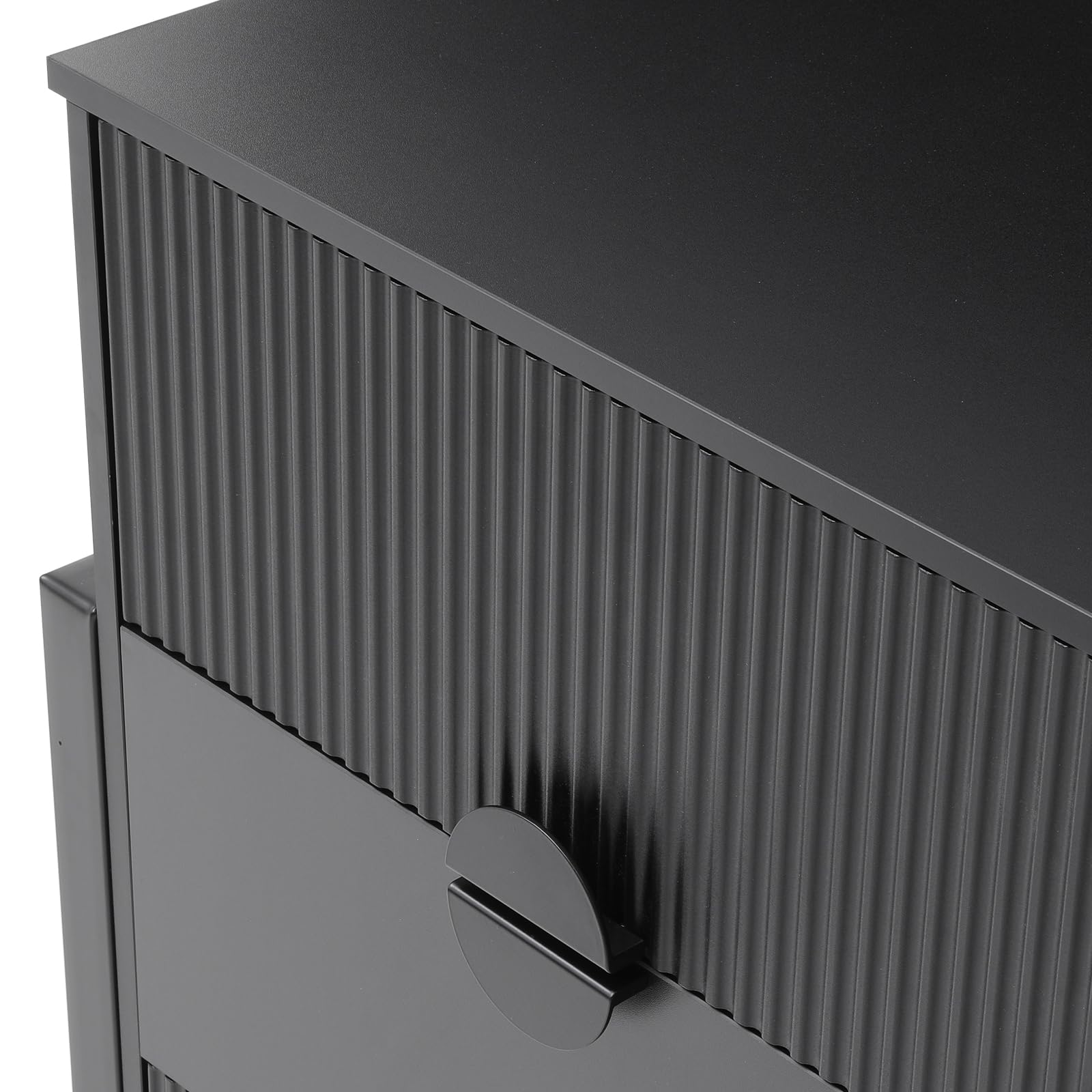 6-Drawer Fluted Dresser with Steel Frame