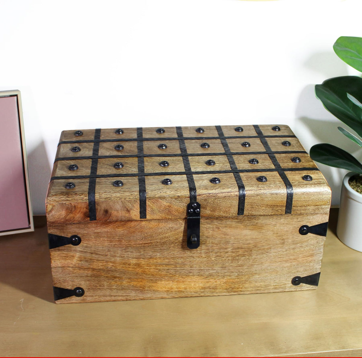 Wooden Treasure Chest with Lock
