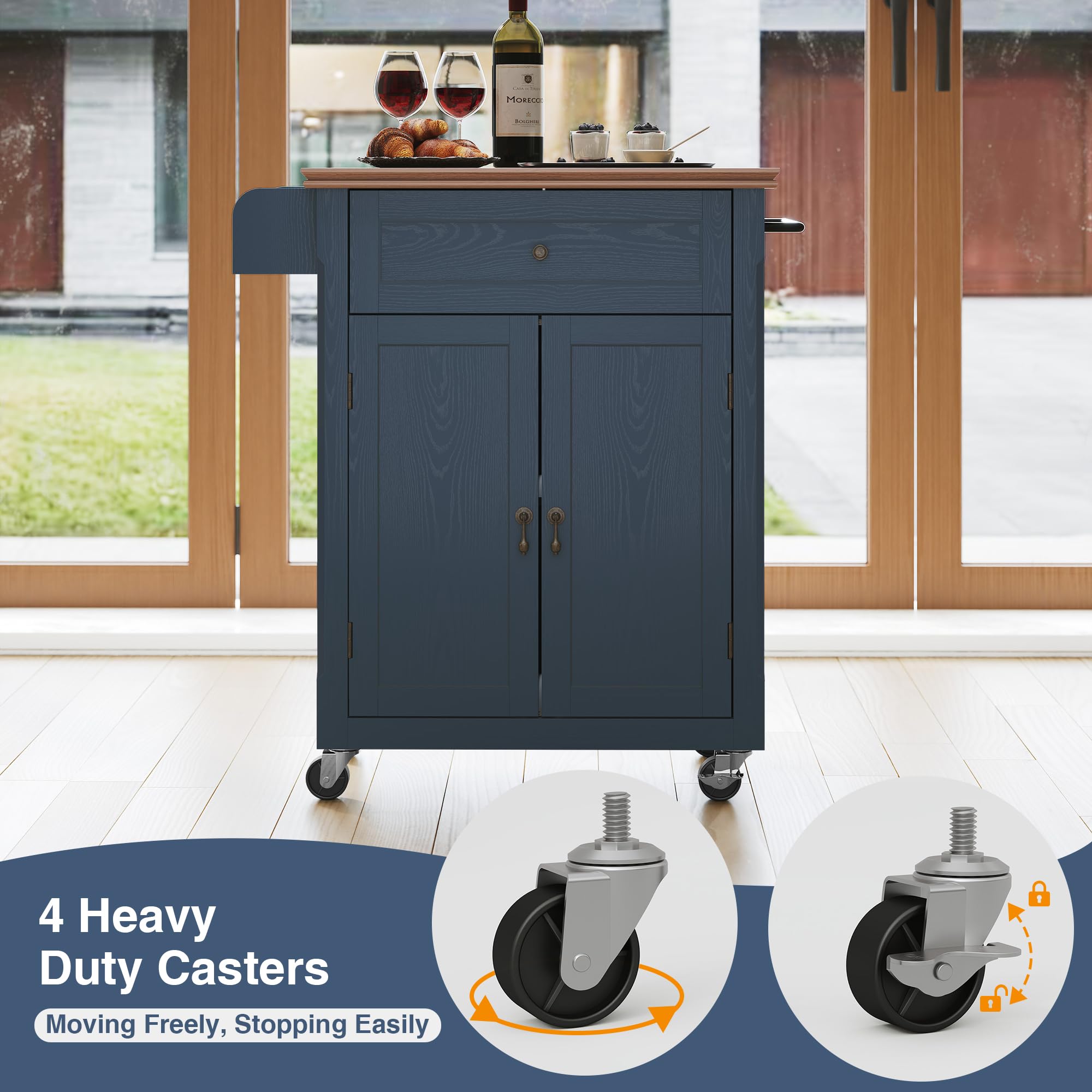 Rolling Kitchen Island Cart with Storage