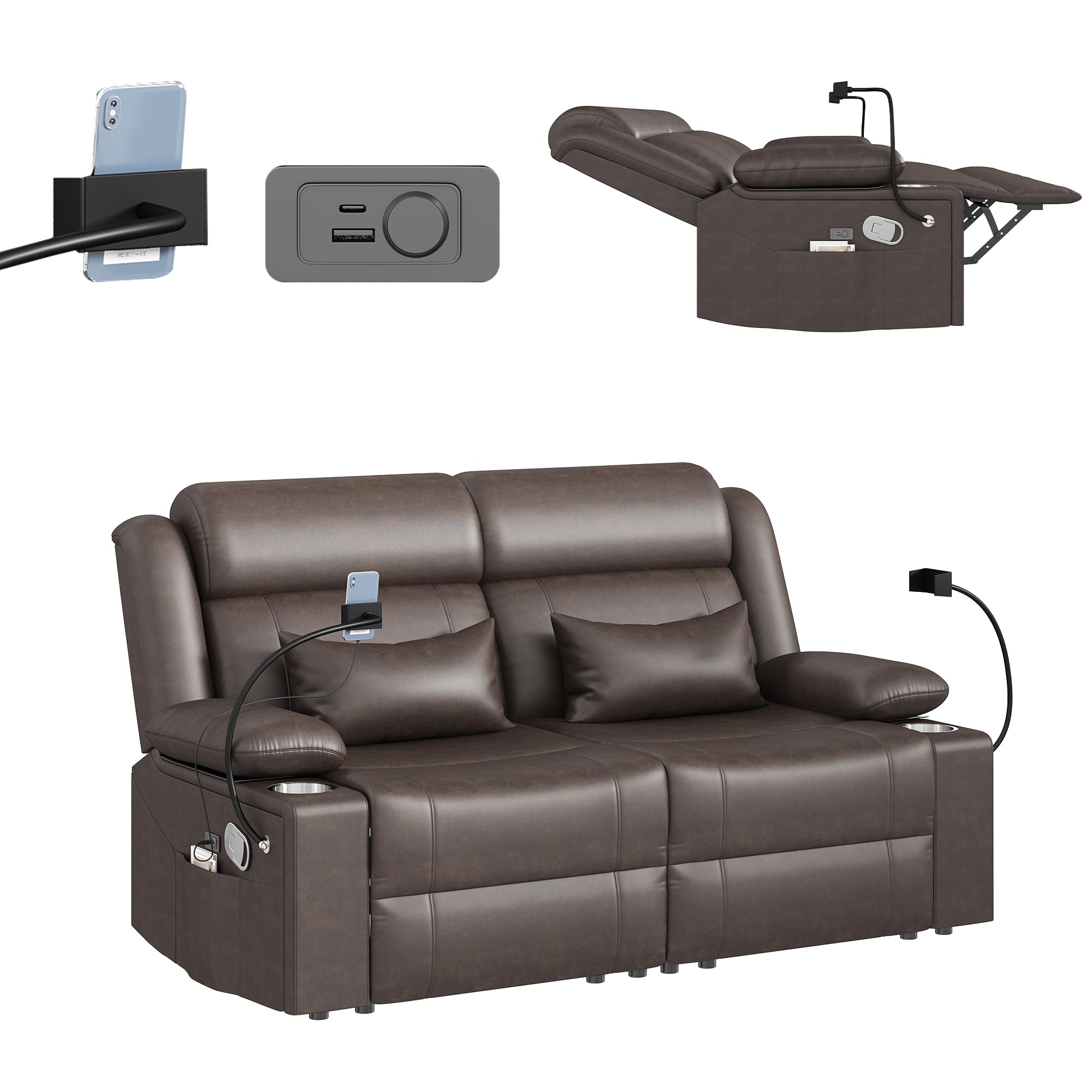 Reclining Loveseat with Heat, USB Charging & Storage