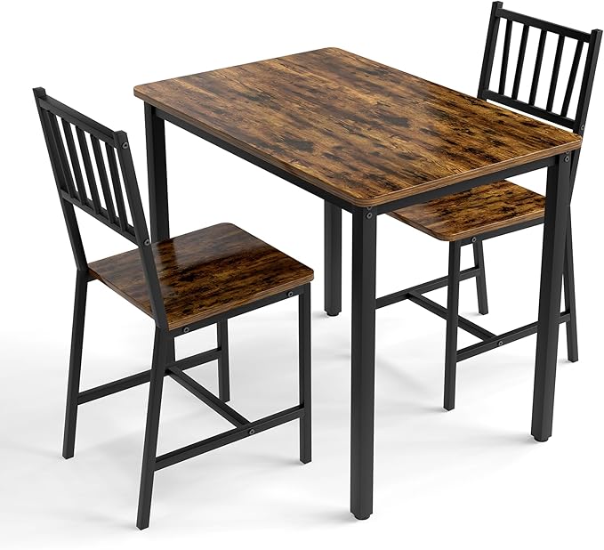 3-Piece Industrial Bar Table Set with 2 Stools