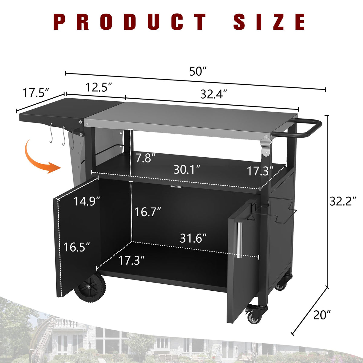 Black Outdoor Grill Cart