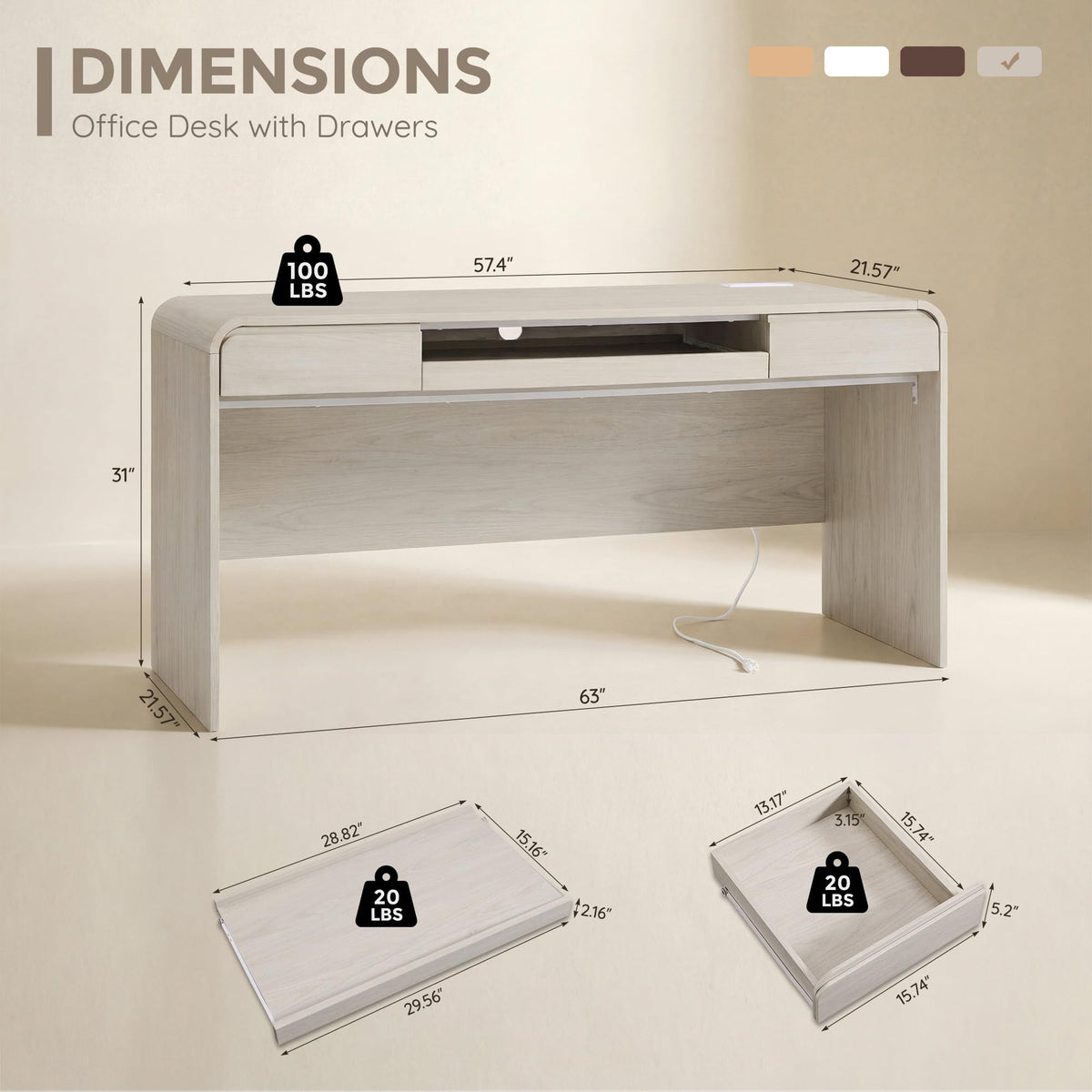 Curved Desk with Charging Station