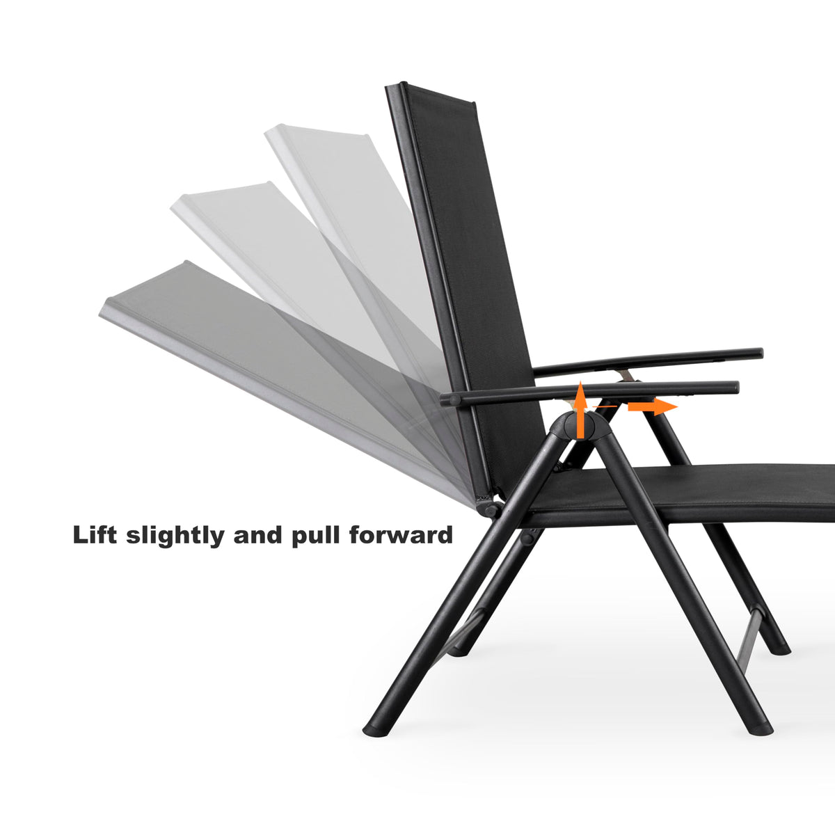 NUU GARDEN Outdoor Patio Lounge Chair, Patio Chaise Lounge Fully Assembled Chaise Lounge with Iron Frame and Textilene Fabric Lounge Chairs for Patio, Beach, Yard, Pool,Grey