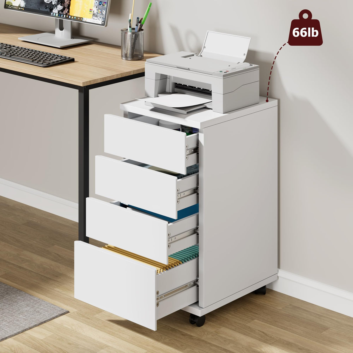 4-Drawer Rolling Office Cabinet