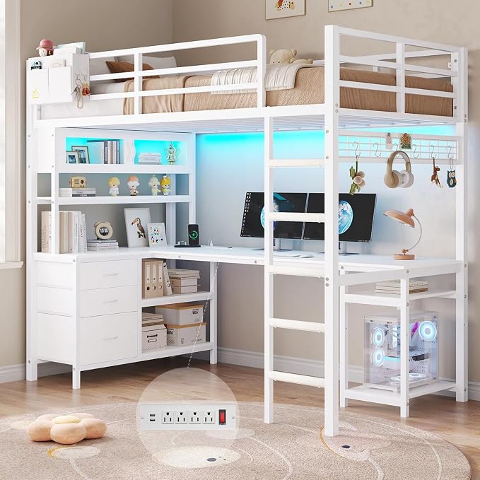 Twin Loft Bed with Gaming Desk