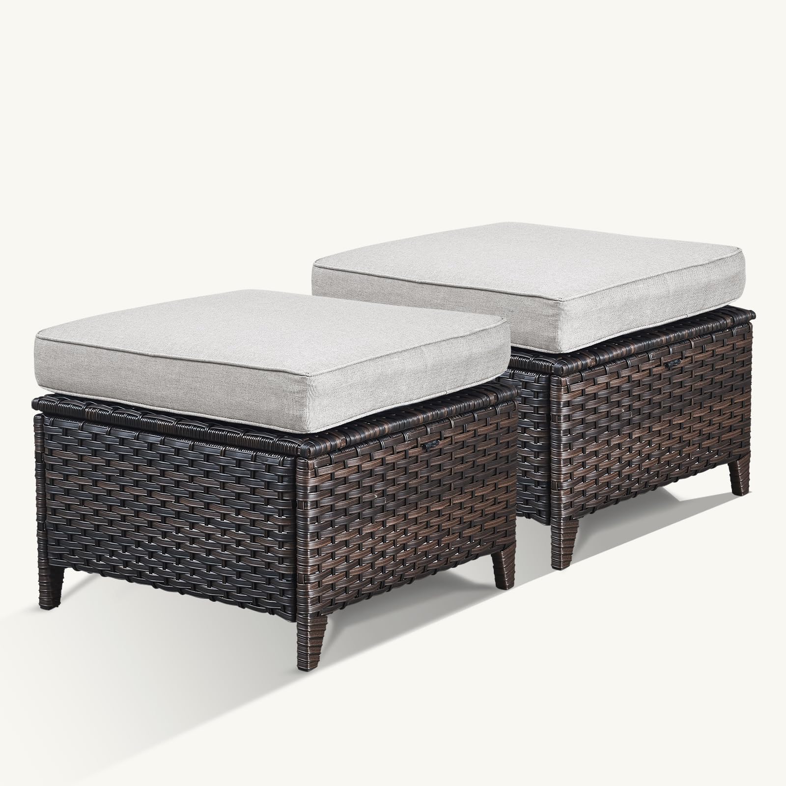 Outdoor Wicker Ottoman Set of 2