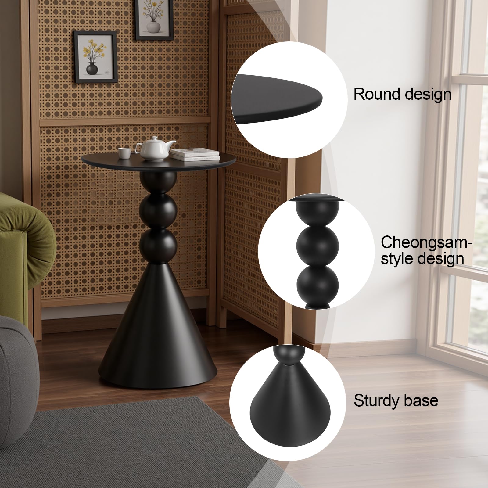 Round Metal Martini Pedestal Side Table