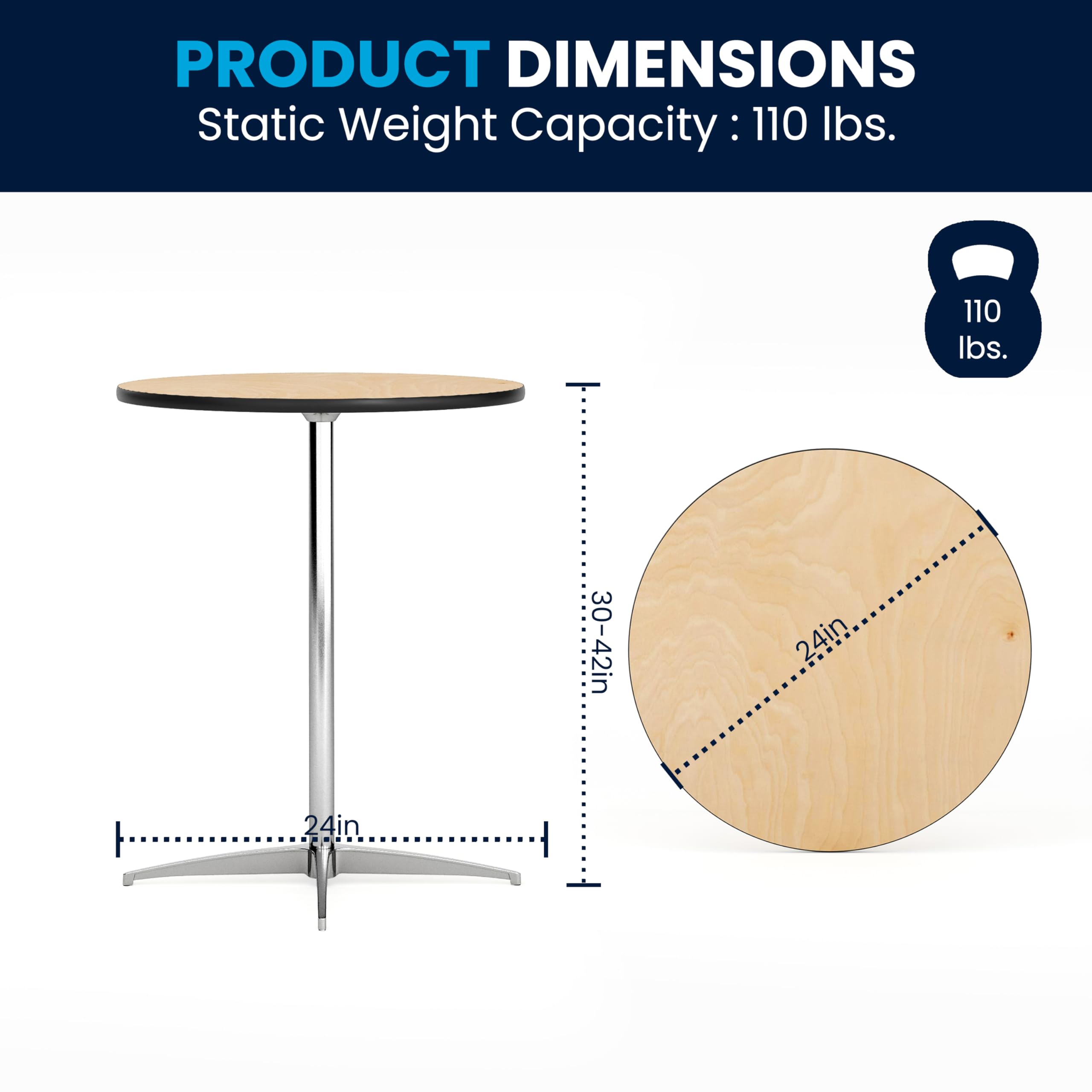 24" Round Adjustable Cocktail Table