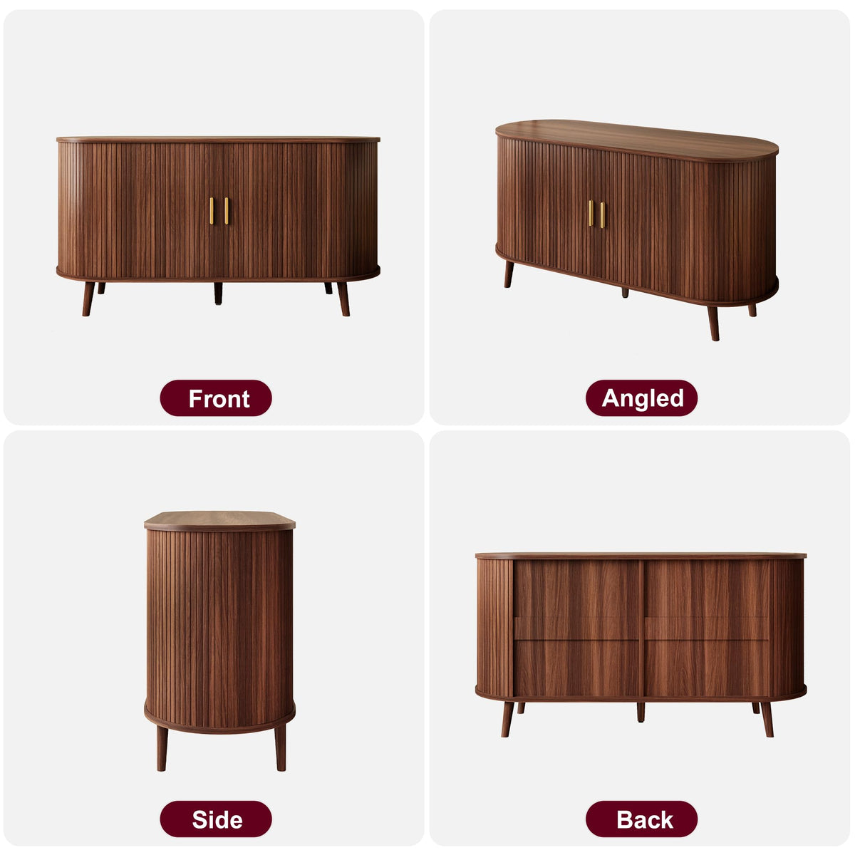 DreamDashio 55" Fluted Sideboard Buffet Cabinet with Storage & Sliding Door