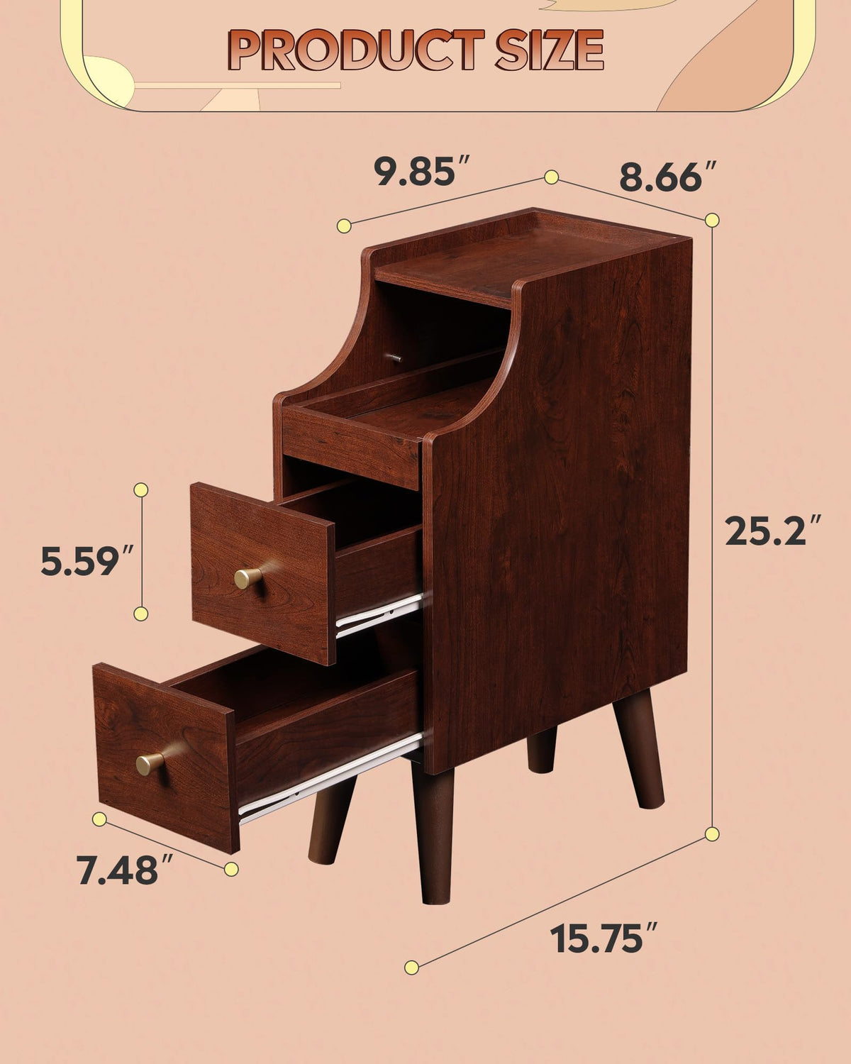 Slim 2-Drawer Nightstand