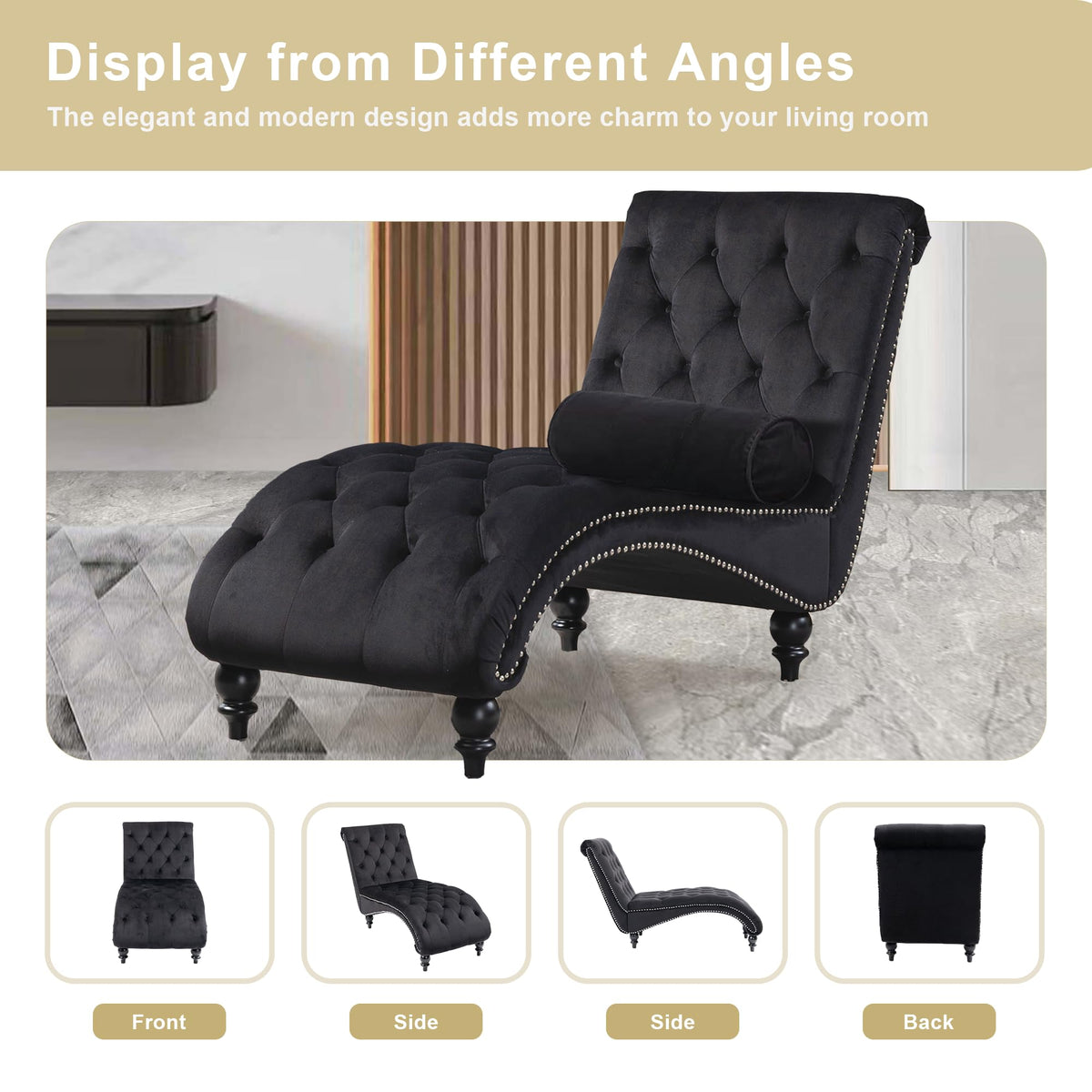 Black Velvet Chaise Lounge