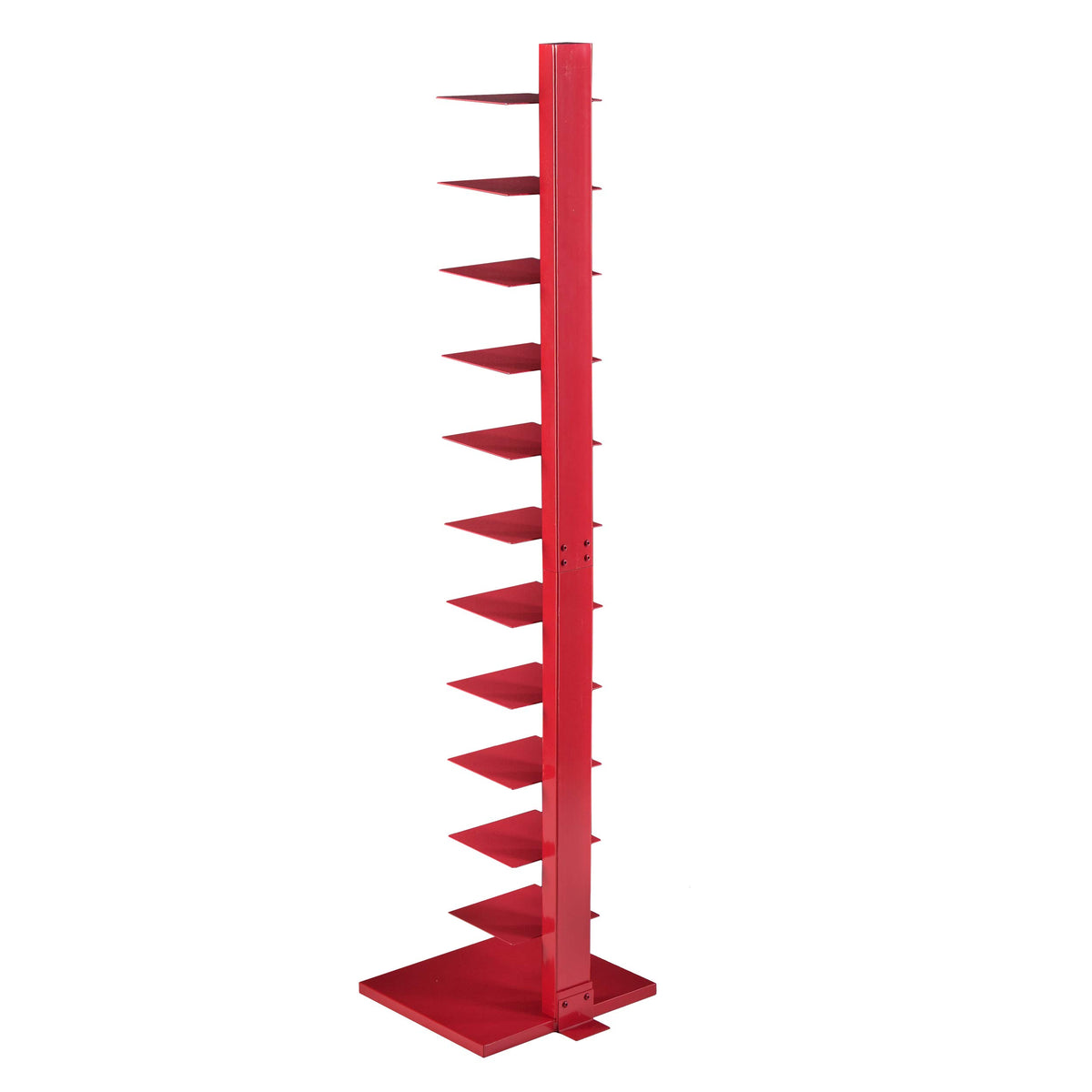 SEI Furniture - Stewartby Spine Tower Bookcase - Modern - Metal - 12 Shelves - Red - Adjustable - Space-Saving - Ideal for Home Office, Living Room, Dining Room, Bedroom (HZ9492)