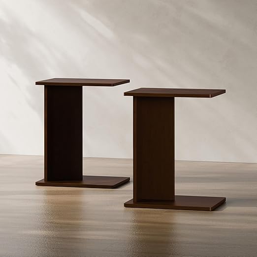 C-Shaped Bamboo End Table Set of 2