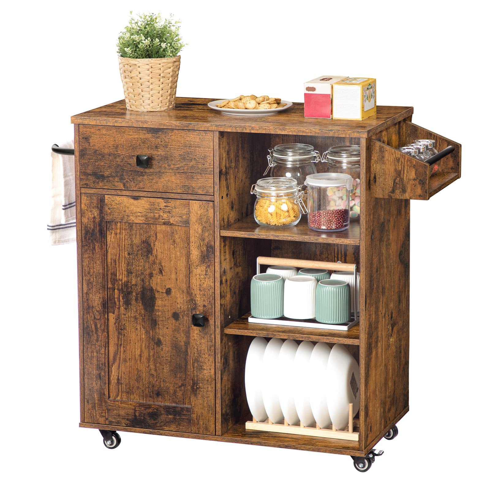 Rolling Kitchen Island Cart with Storage