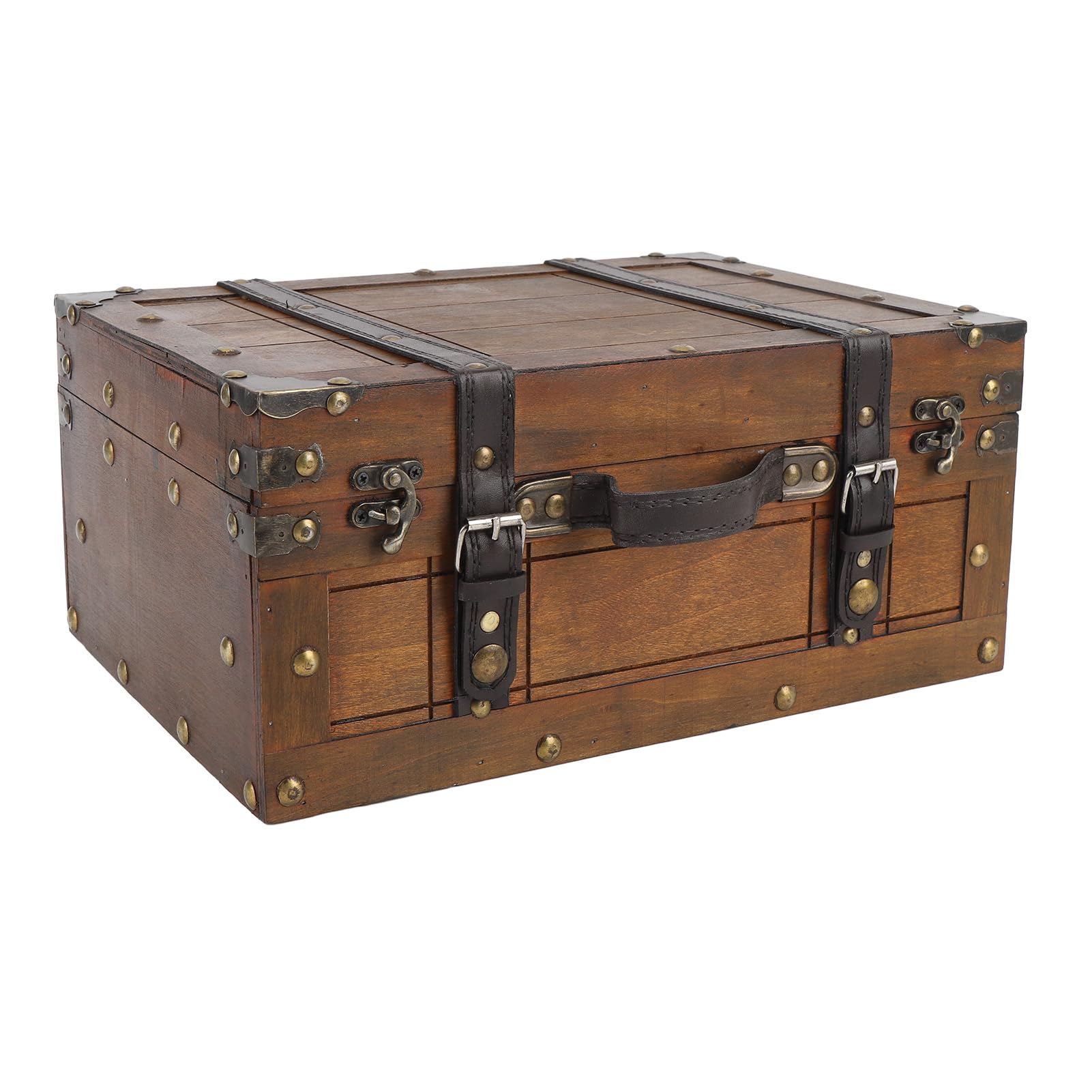 Vintage Wooden Suitcase with Antique Bronze Latch