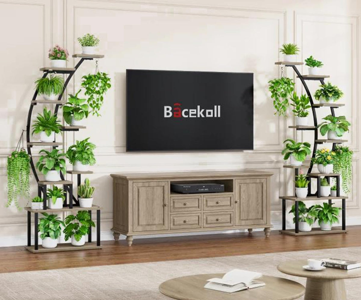 2 Pack Plant Stand Indoor with Grow Lights, 9 Tier Large Tall Plant Shelf