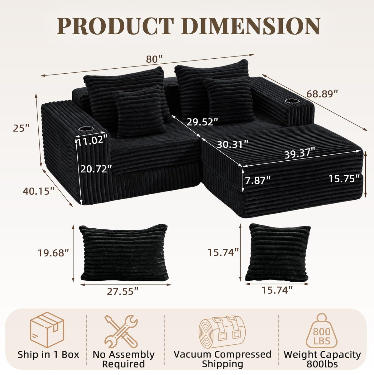 Corduroy Modular Sectional Sofa