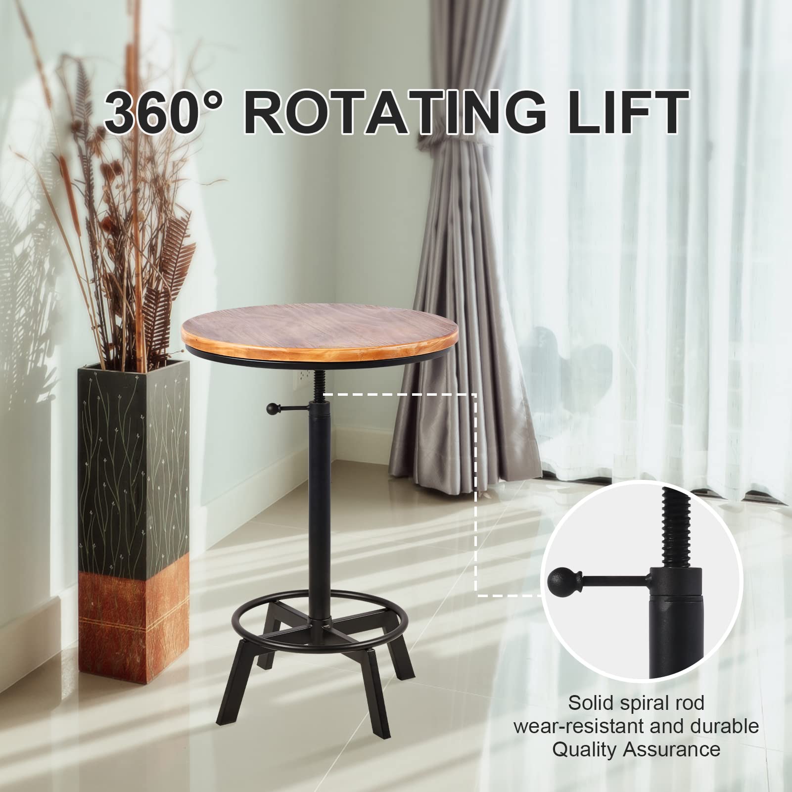 Round Bar Table & Counter Stool Set, 3-Piece