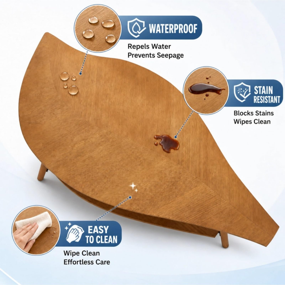 DURISEN Leaf Coffee Table with Storage,Mid Century Modern Coffee Table