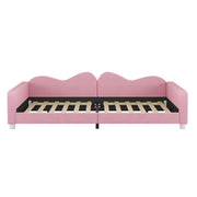 Harper & Bright Designs Full Size Upholstered Daybed, Sherpa Fabric Sofabed with Cloud-Shaped Backrest, No Box-Spring Needed, Pink