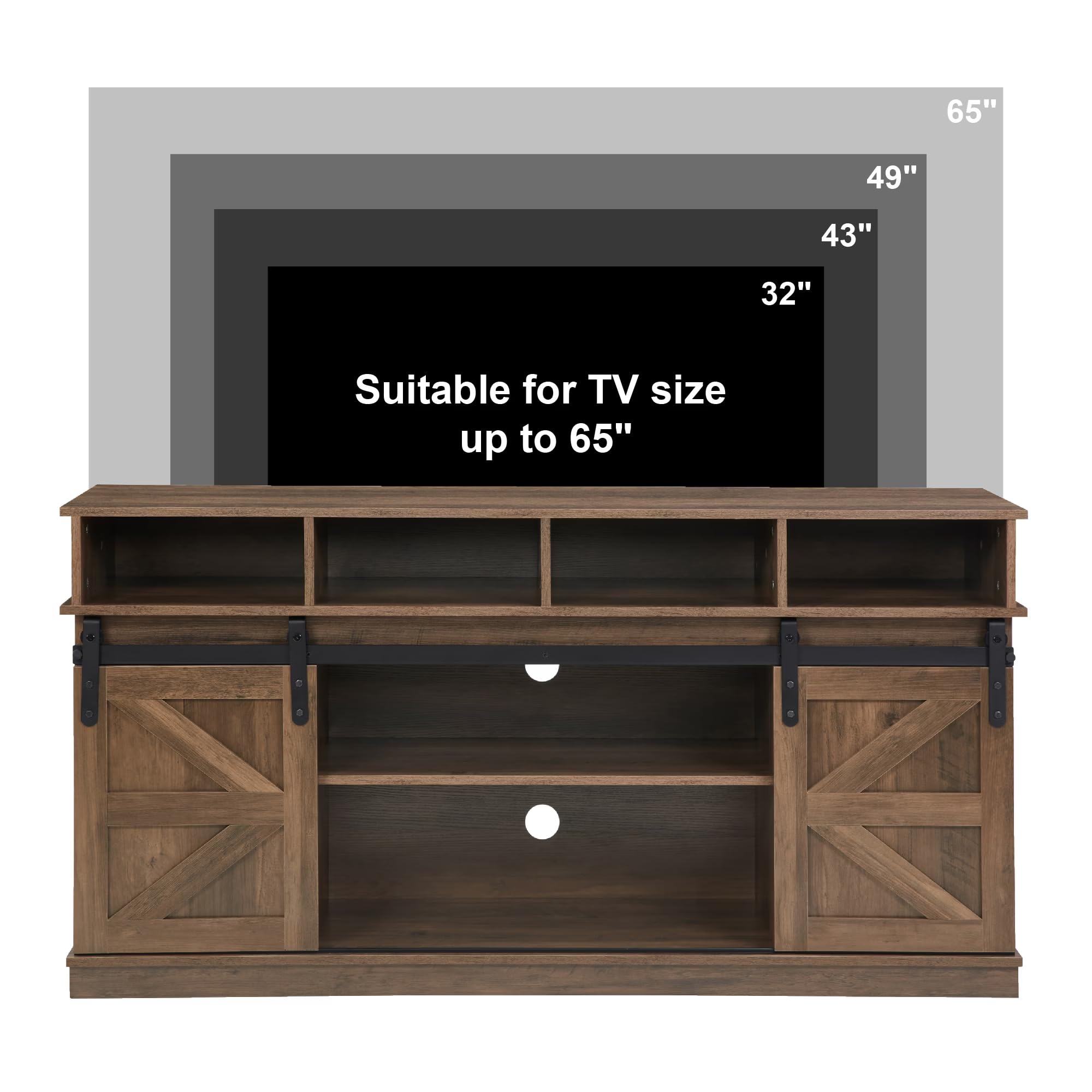 58" TV Stand with Barn Doors & Storage