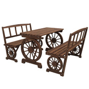 Outsunny Outdoor Table and Chairs for 4 People 3 Piece Carbonized