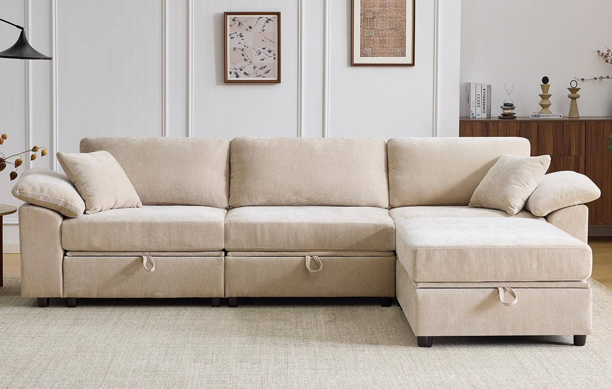 Modular Sectional Sofa with Storage Ottoman