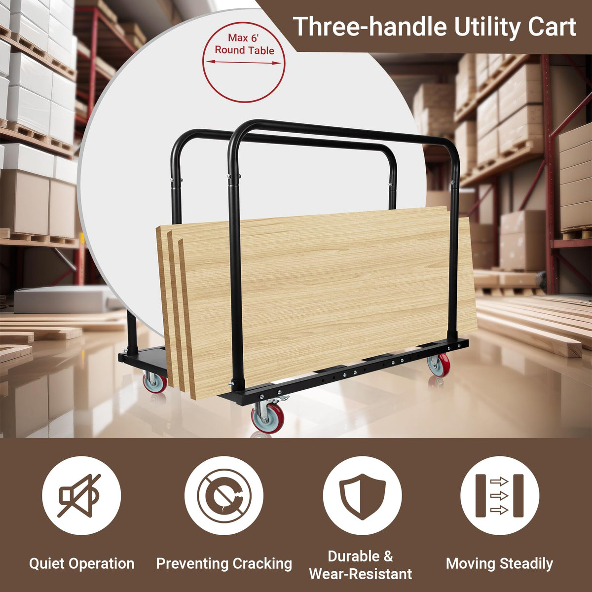 Eastrexon Folding Table Cart, 1800 Heavy Duty Drywall Dolly Cart