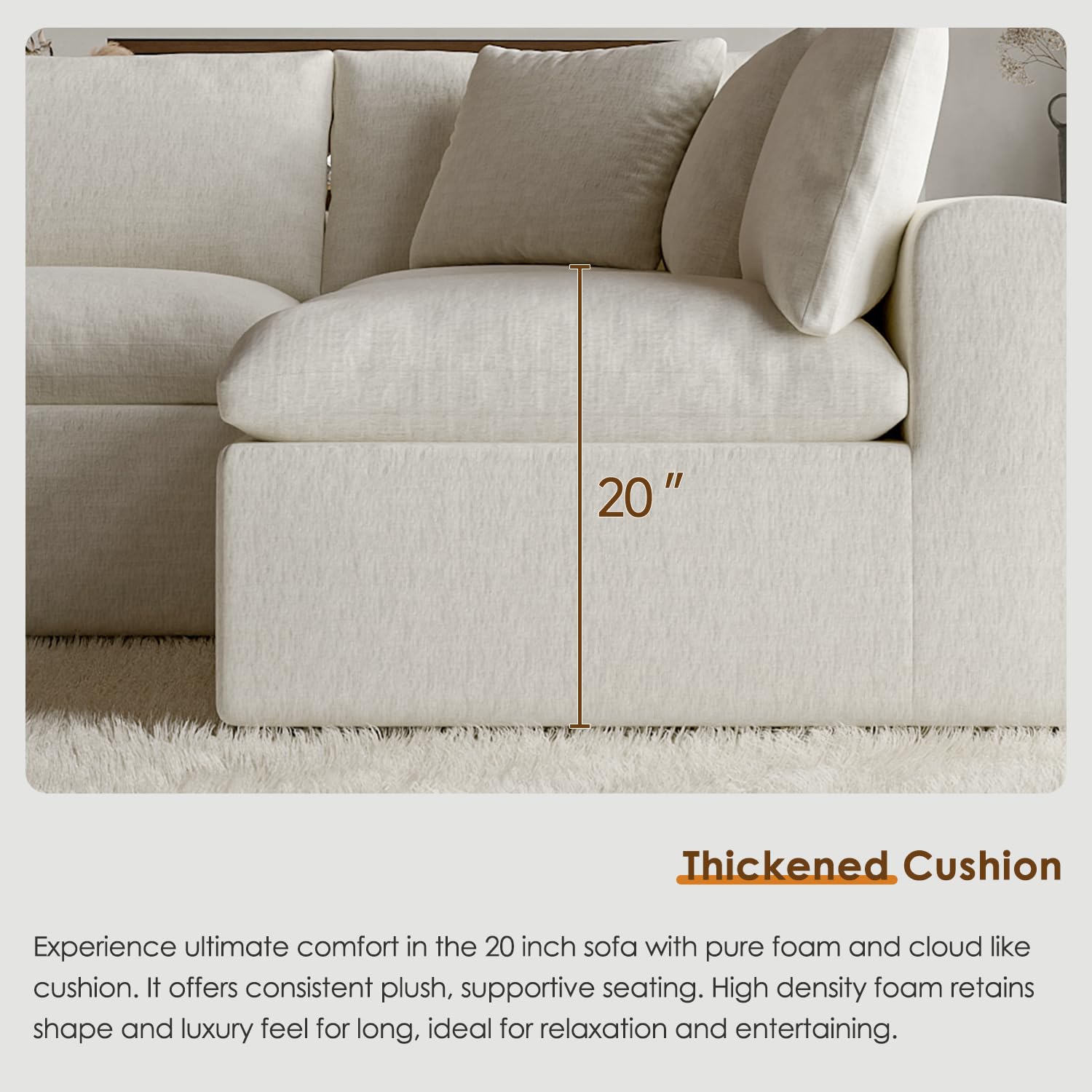 Modular L-Shaped Sectional Sofa with Deep Seat