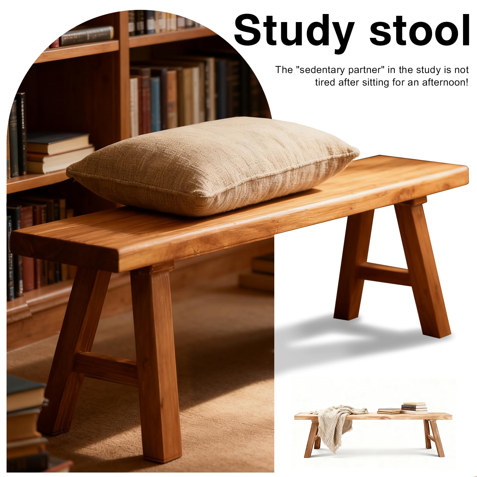Solid Wood Farmhouse Entryway Bench