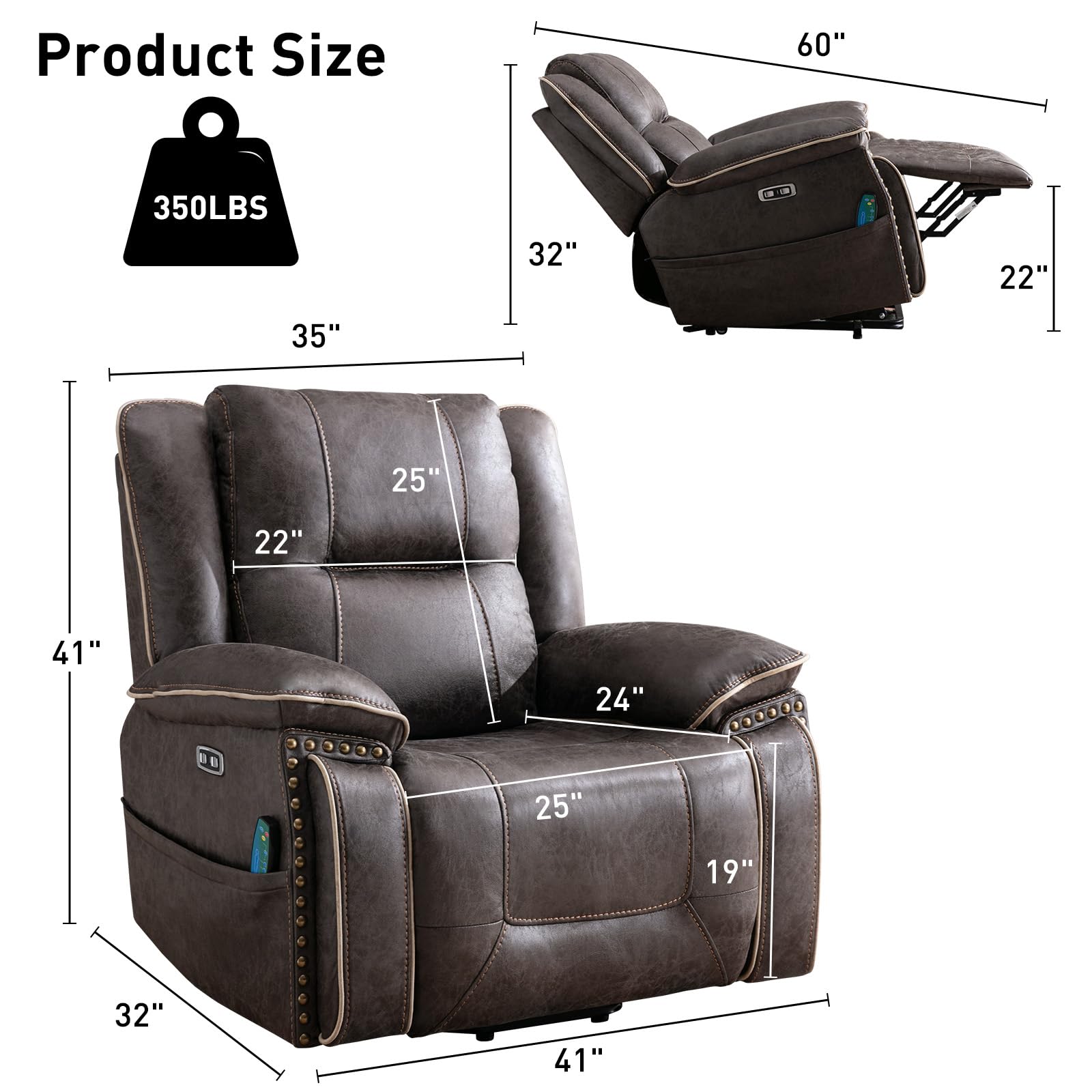 Power Lift Recliner Chair with Massage & Heating
