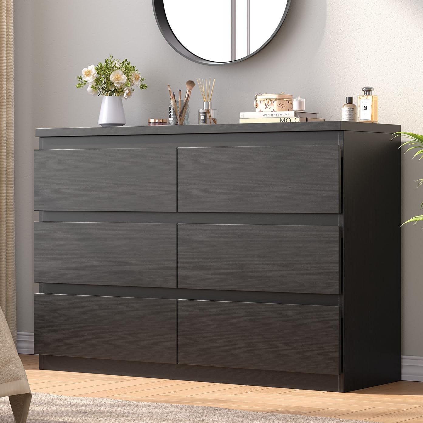 6-Drawer Wood Dresser with Deep Storage