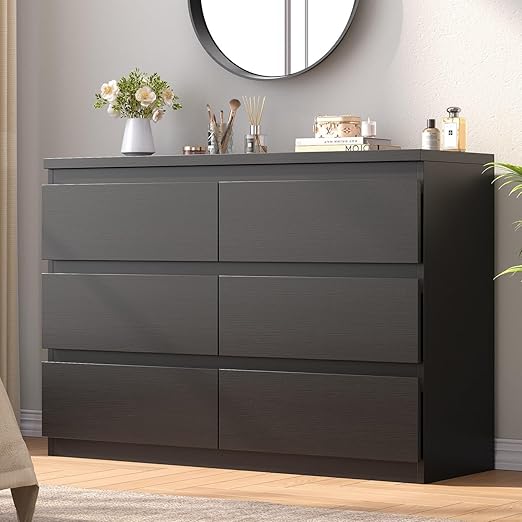 6-Drawer Wood Dresser with Deep Storage