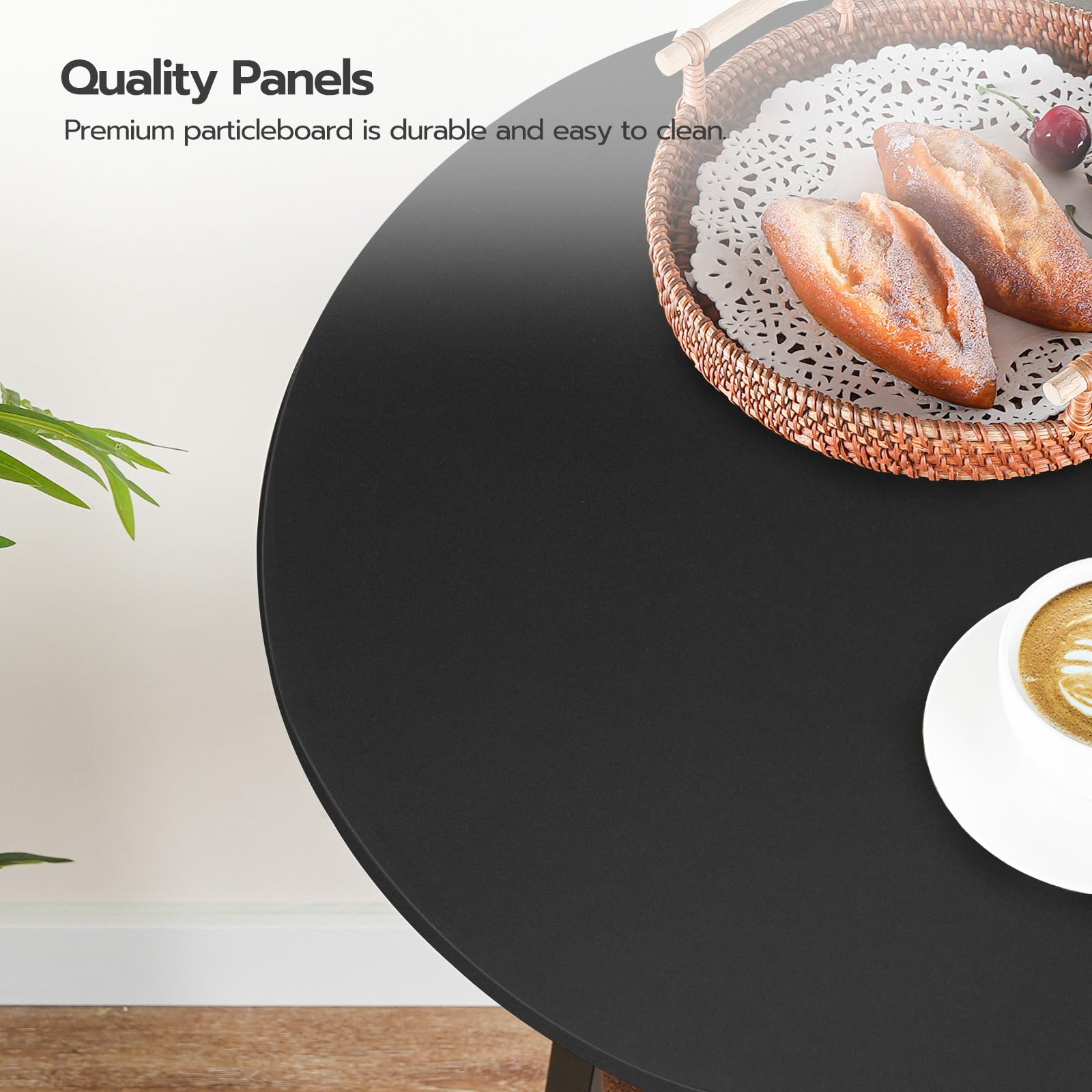 HOOBRO Bar Table, Round Pub Table, 2-Tier Bistro Table with Storage, 37.4" High for Small Spaces, with Top Particleboard for Kitchen, Easy to Assemble, Black BB55BT01