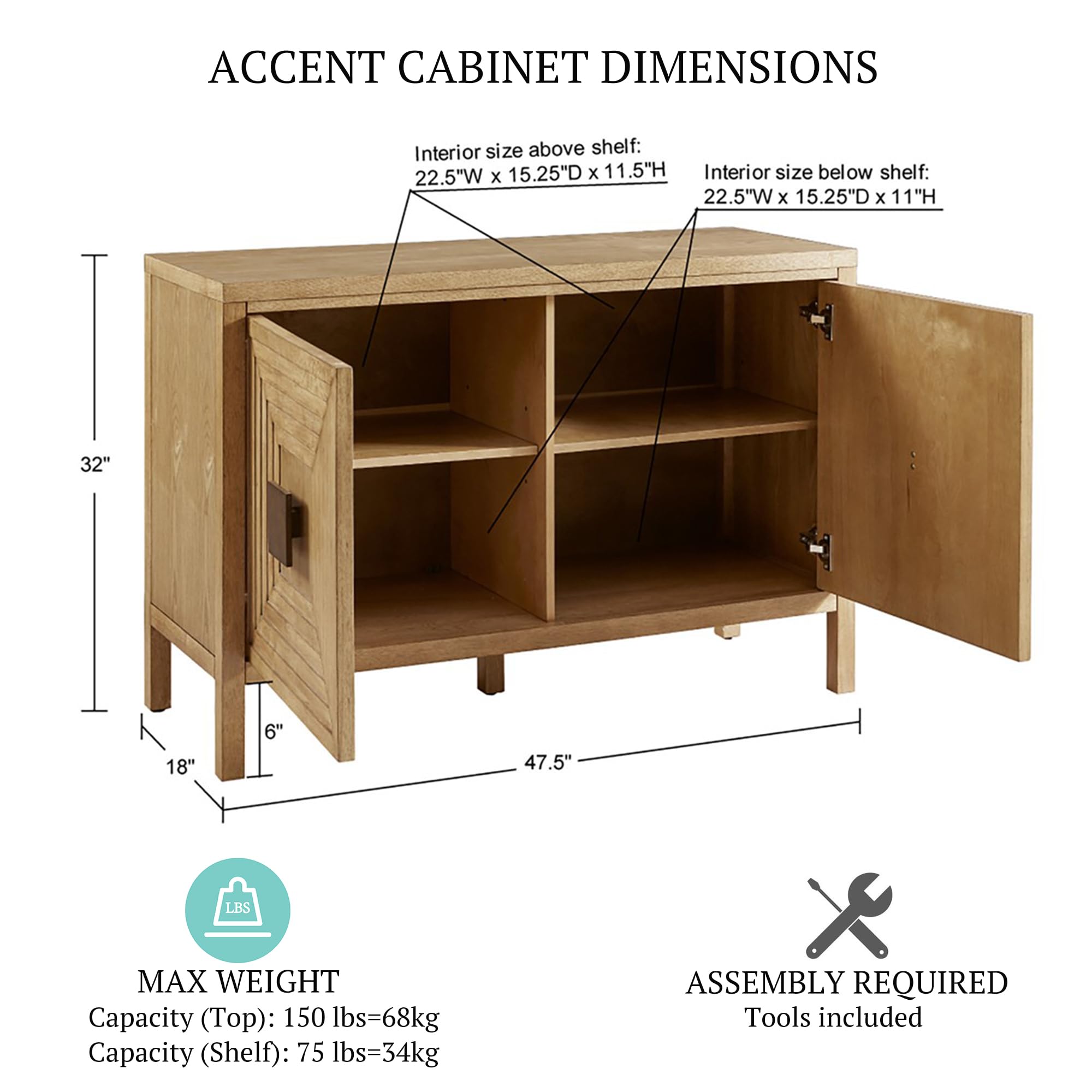 Geometric Accent Storage Cabinet with Adjustable Shelves