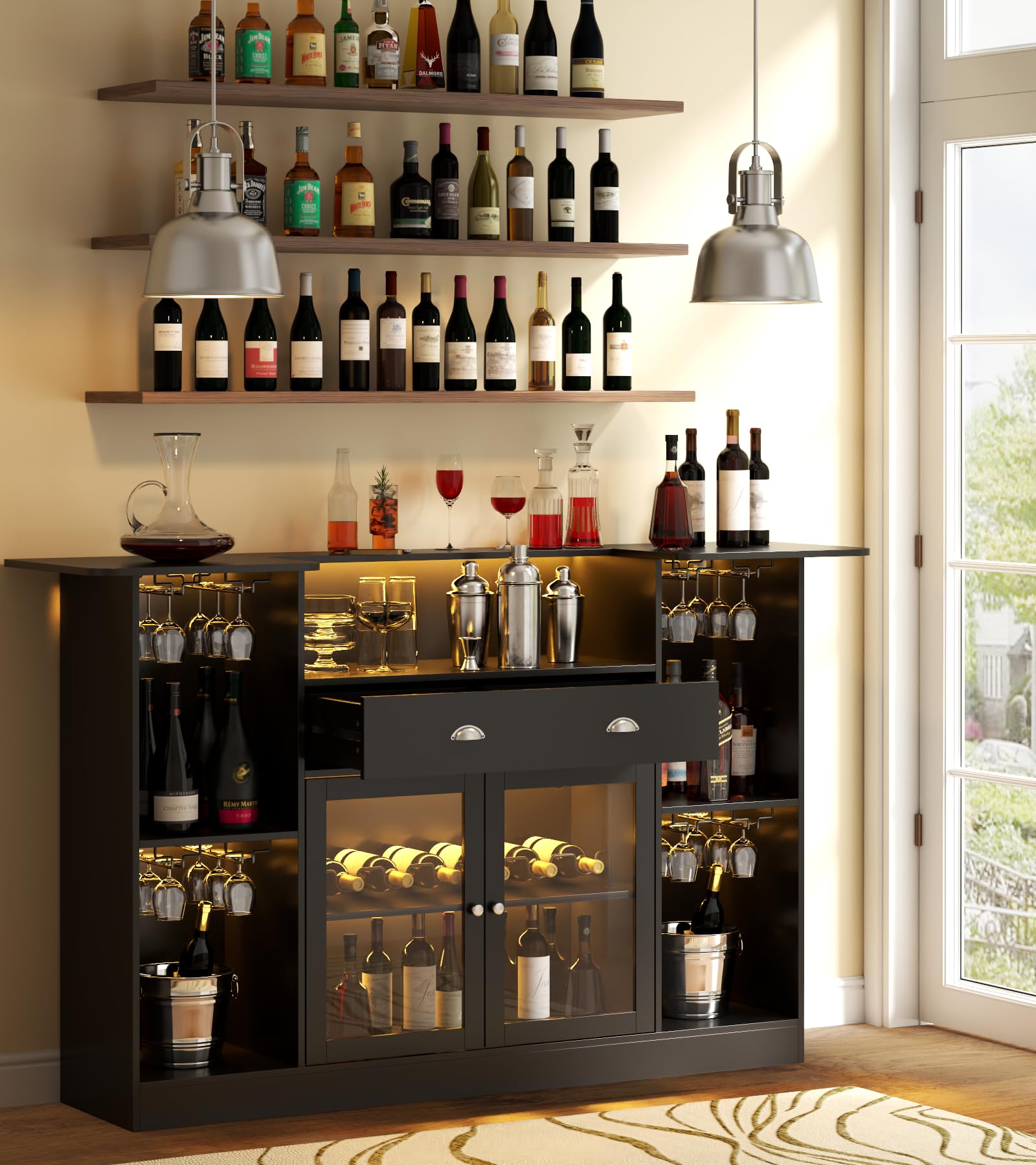 Bar Cabinet with LED & Drawer