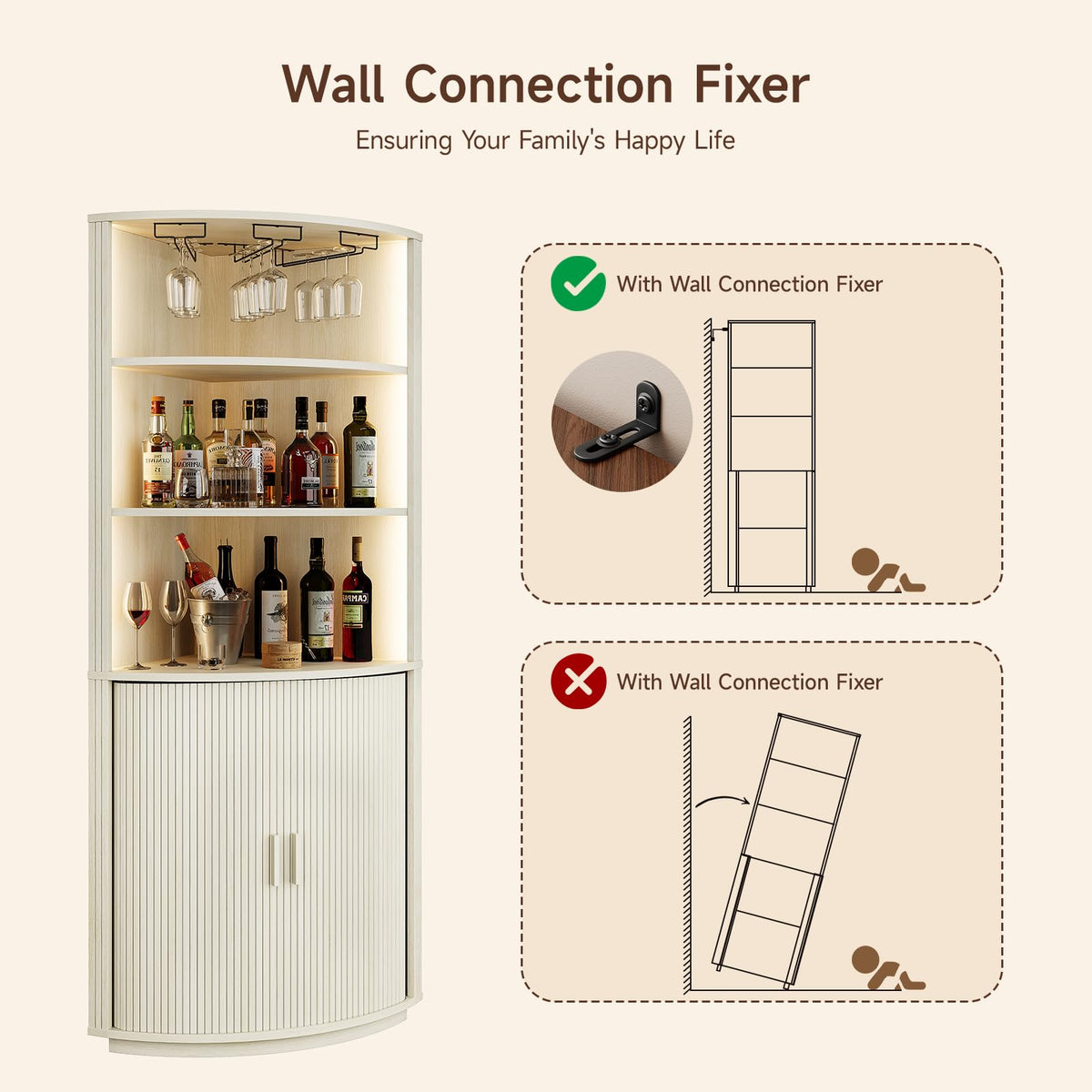 LED Corner Wine Cabinet