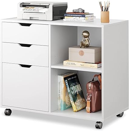3-Drawer Mobile Filing Cabinet with Printer Stand
