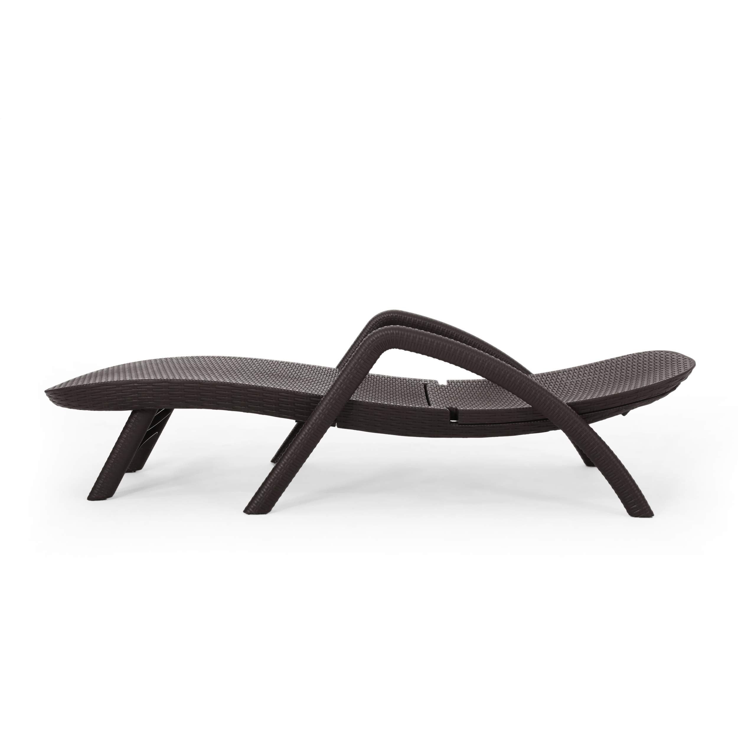 Outdoor Faux Wicker Chaise Lounge with Adjustable Backrest