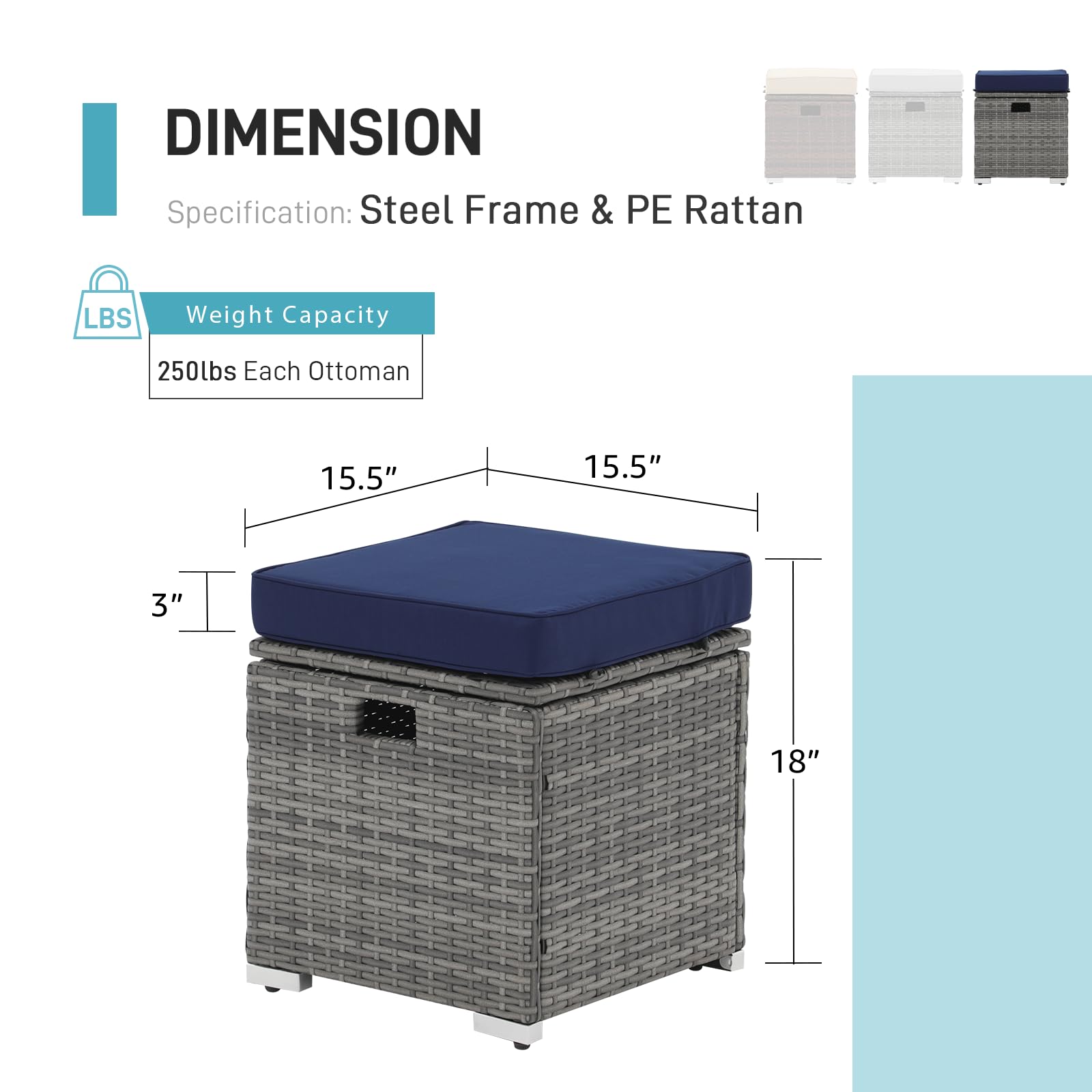 Outdoor Storage Ottoman Set of 2