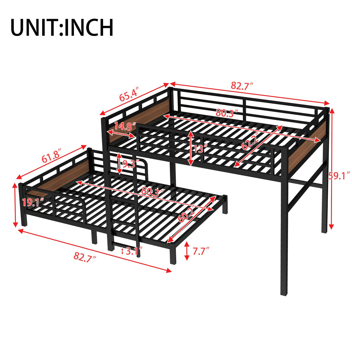 Convertible Queen Over Queen Bunk Bed