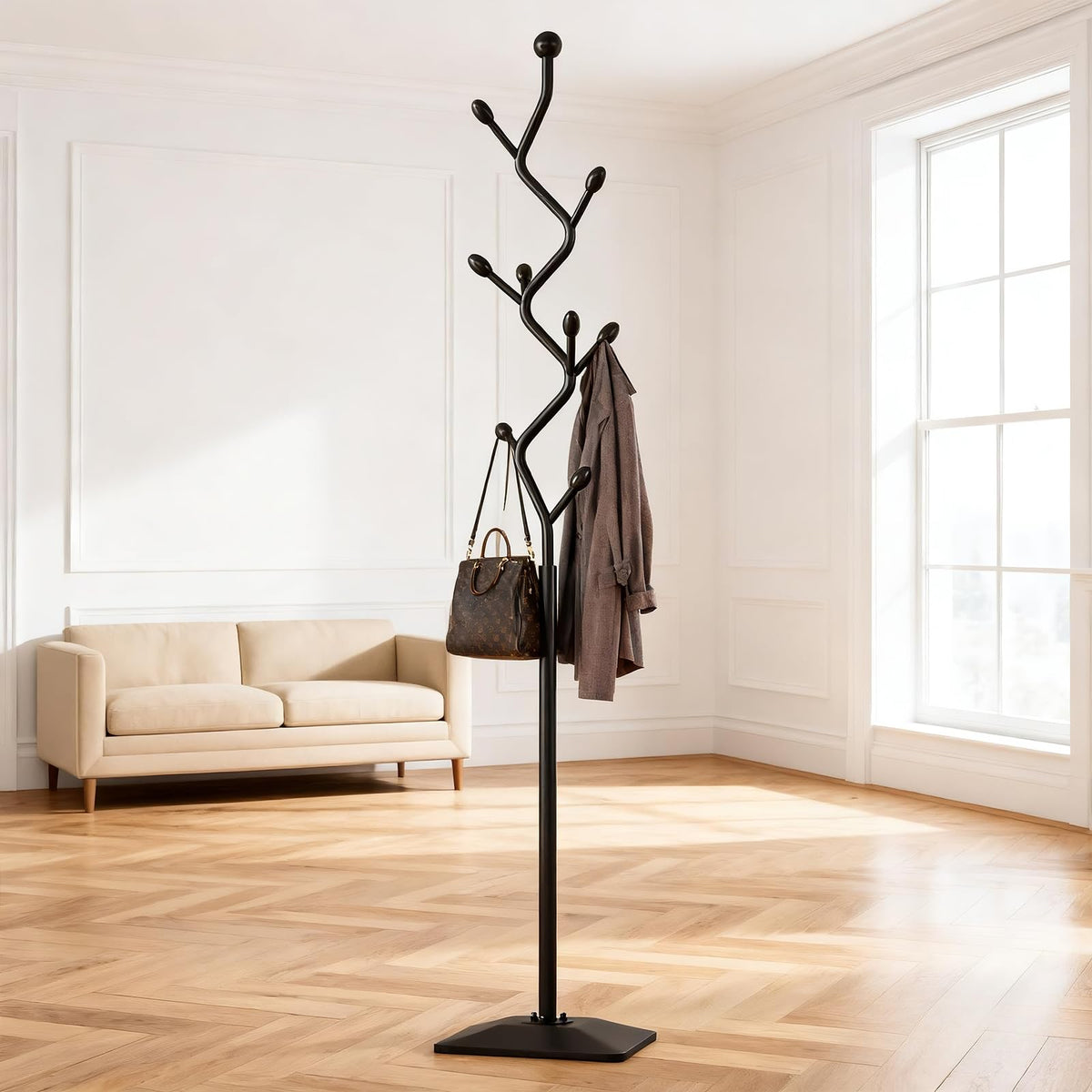 Metal Coat Rack with 8 Hooks