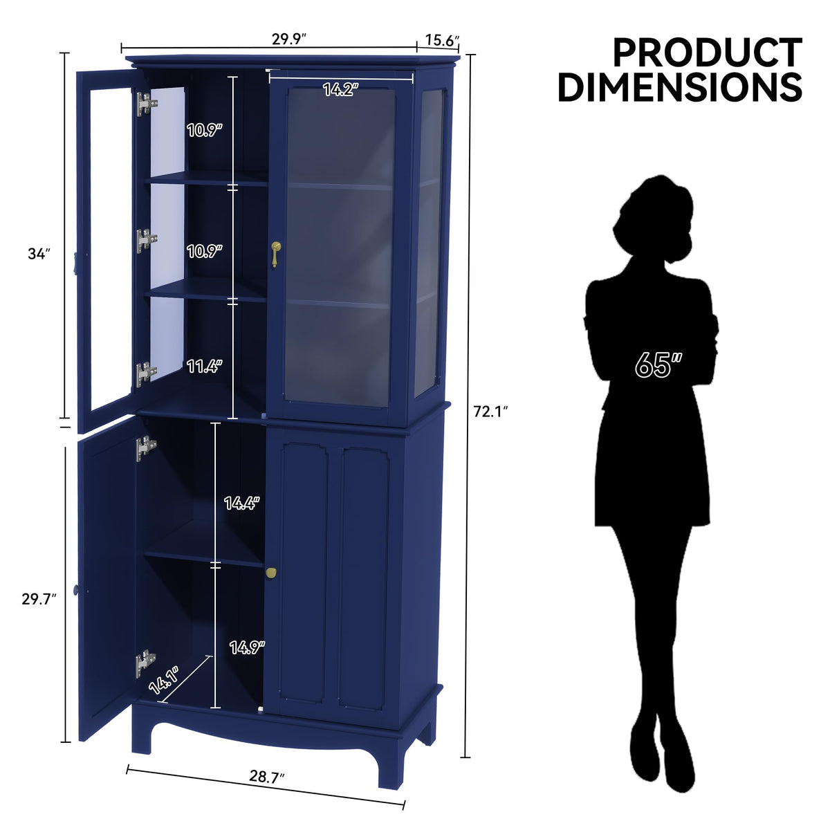 Blue Glass-Door China Cabinet
