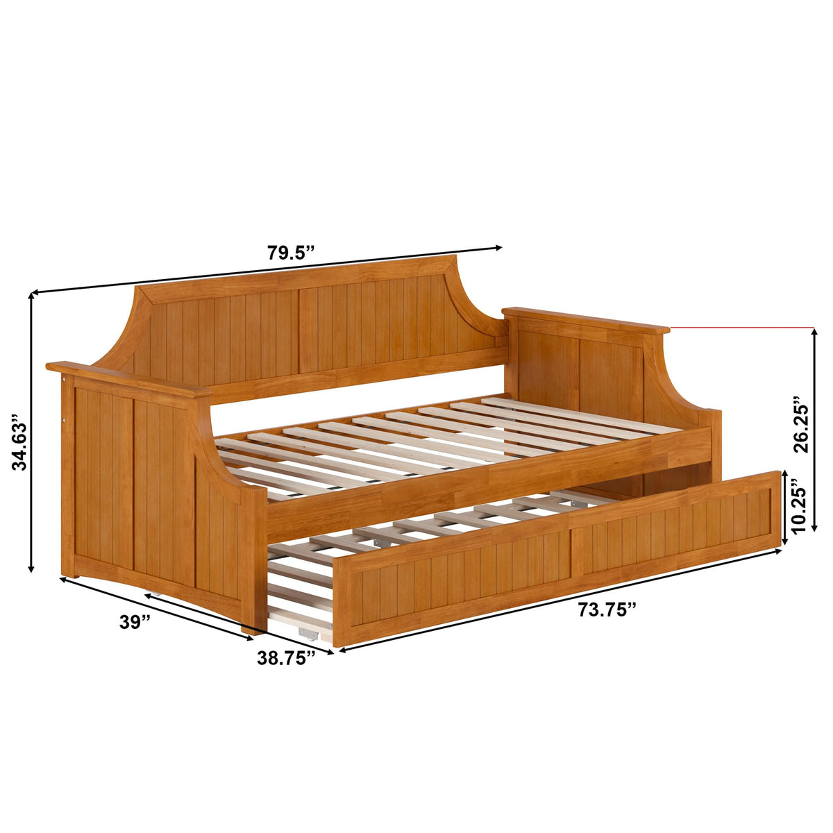 AFI, Cambridge Twin Wood Daybed with Twin Trundle, Light Toffee