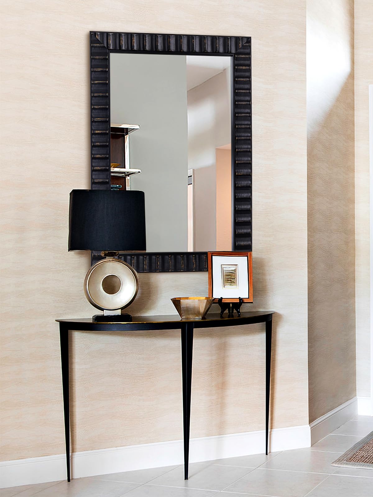 Black Wood Framed Wall Mirror