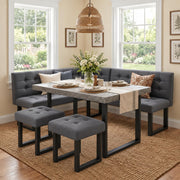 XIAO WEI 72" Corner Dining Table Set for Small Spaces, Modern Grey