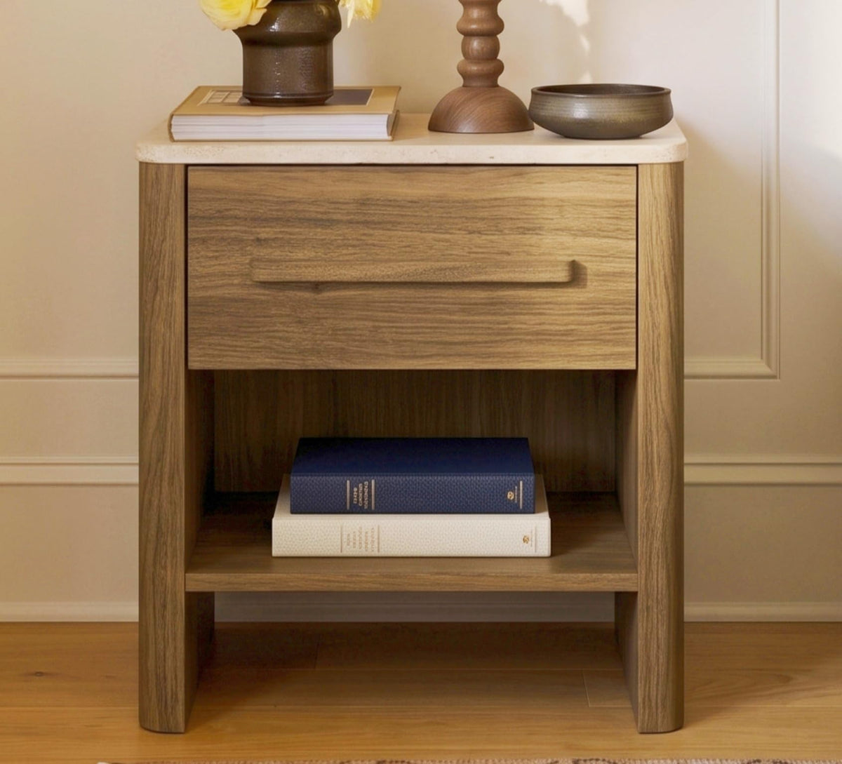 Walnut Nightstand with Drawer
