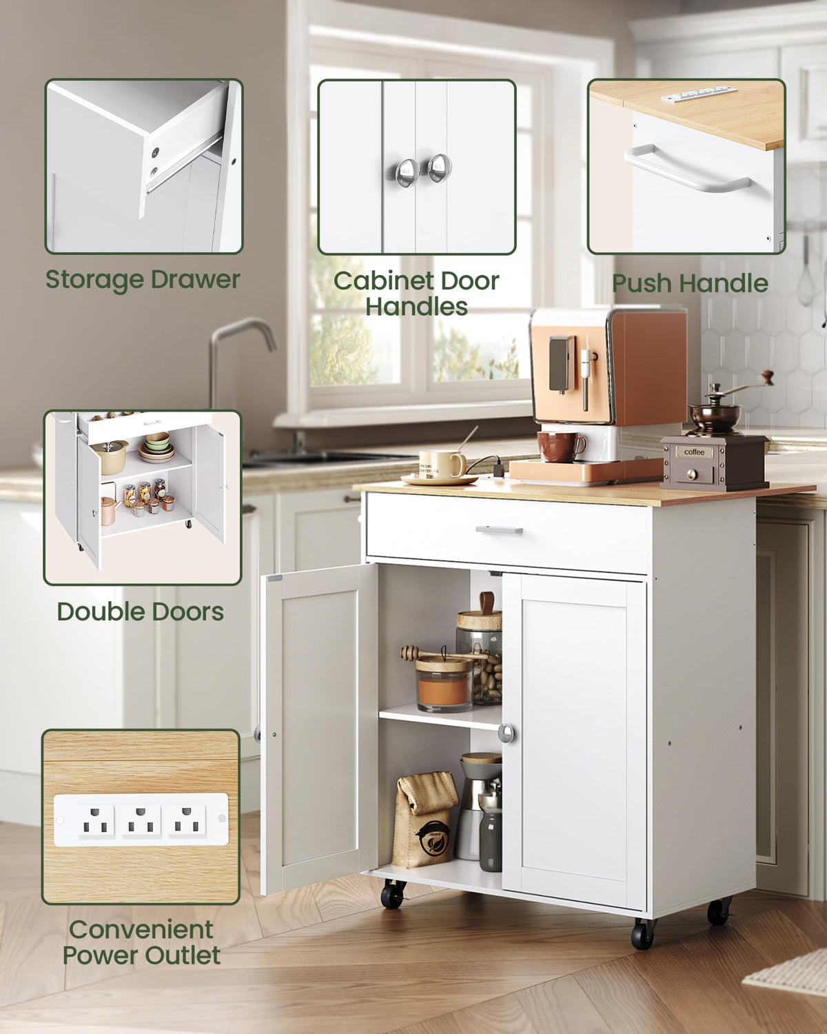 Drop-Leaf Rolling Kitchen Island