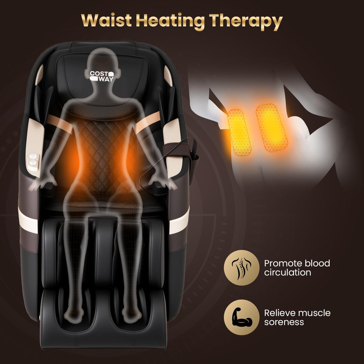 COSTWAY Full Body Massage Chair, Dual SL Tracks Zero Gravity Massage Recliner with Airbags, Waist Heater, Foot Rollers, Voice Control, Auto Body Scan, Retractable Calf Frame, Installation-Free Design